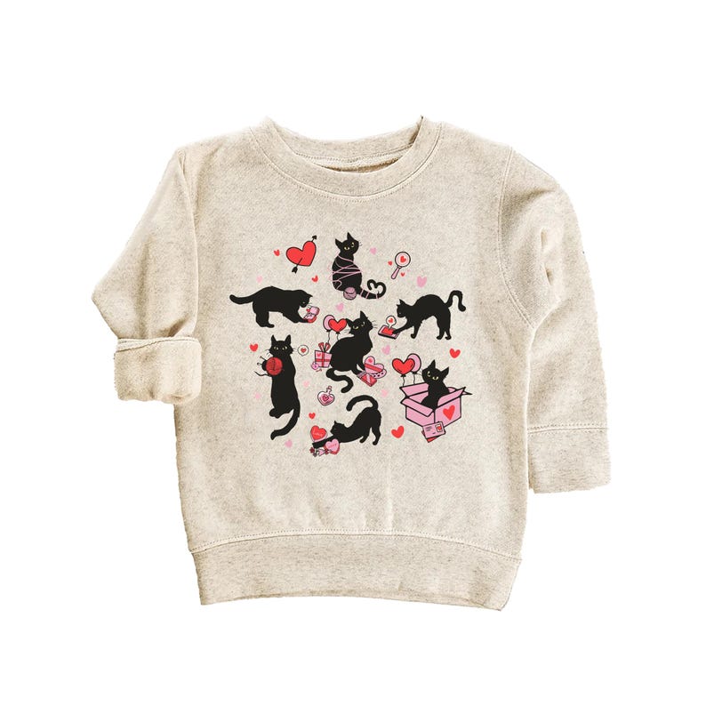 Black Cat Valentine's Day Baby Sweatshirt, Adorable Valentine's Day Gift