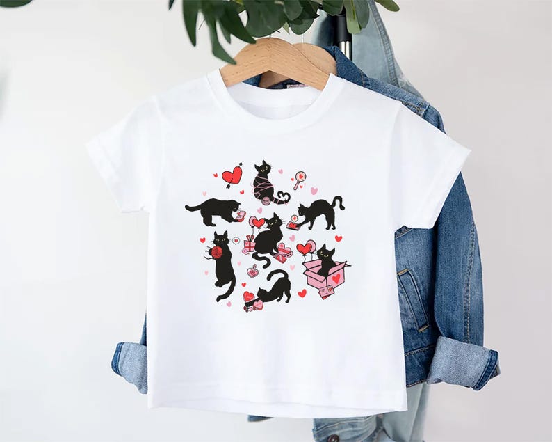 Black Cat Valentine's Day Baby Sweatshirt, Adorable Valentine's Day Gift