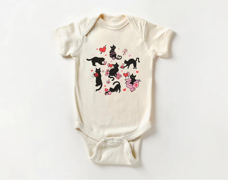 Black Cat Valentine's Day Baby Sweatshirt, Adorable Valentine's Day Gift