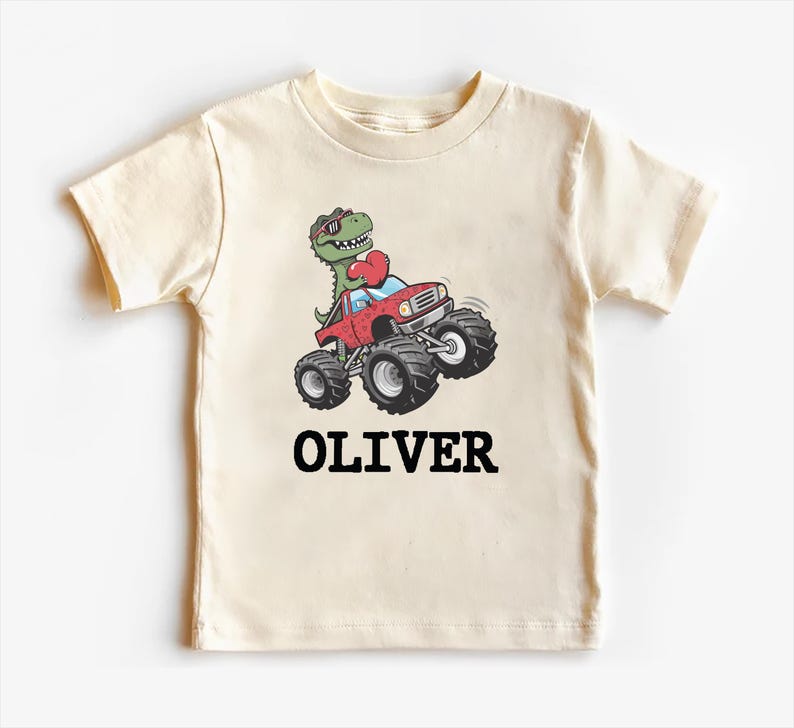 Personalized Dino Valentine Baby Shirt, Cute Dinosaur Kids Gift