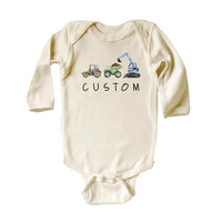 Personalized Construction Baby Shirt, Custom Dump Truck Boys Outfit