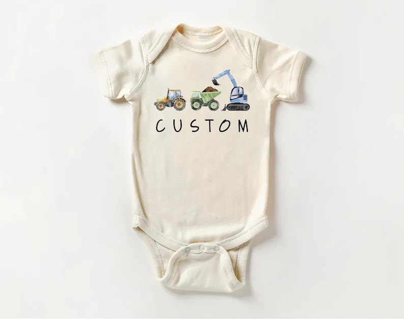 Personalized Construction Baby Shirt, Custom Dump Truck Boys Outfit