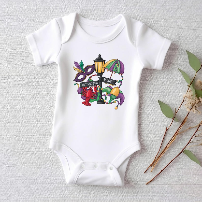 It's Mardi Gras Y'all Baby Sweatshirt, Festive Mardi Gras Kids Outfit