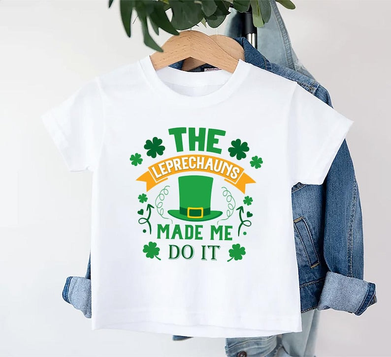 The Leprechaun Made Me Do It Baby Sweatshirt, Cute Saint Patrick's Day Kids Outfit