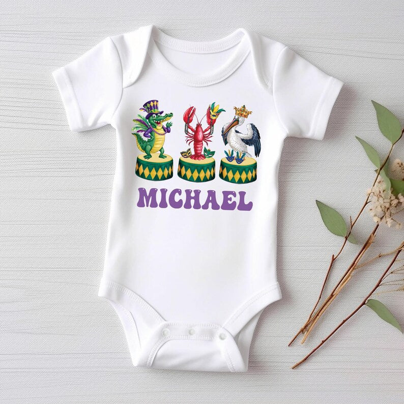 Personalized Mardi Gras Baby Sweatshirt, Adorable Mardi Gras Parade Outfit