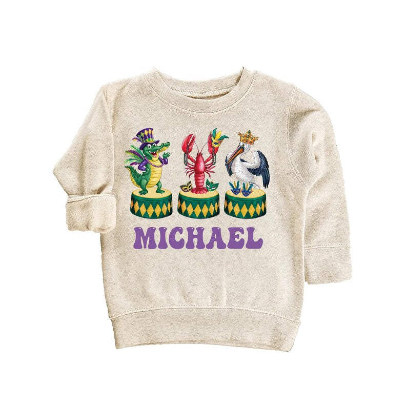 Personalized Mardi Gras Baby Sweatshirt, Adorable Mardi Gras Parade Outfit