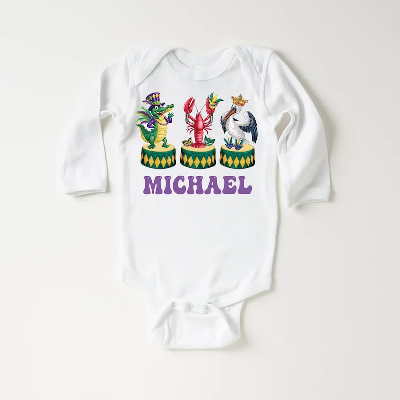 Personalized Mardi Gras Baby Sweatshirt, Adorable Mardi Gras Parade Outfit