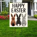 Happy Easter Bunnies Welcome Yard Sign, Rabbit Easter Day Yard Holiday Decorations, Easter Bunnies Garden Lawn Signs with Metal H-Stake