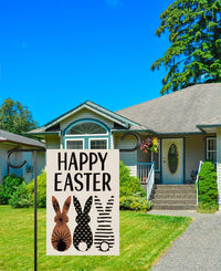 Happy Easter Bunnies Welcome Garden Flag, 12x18 Inch Double Sided, Rabbit Easter Day Yard Holiday Decorations, Easter Bunnies Flag
