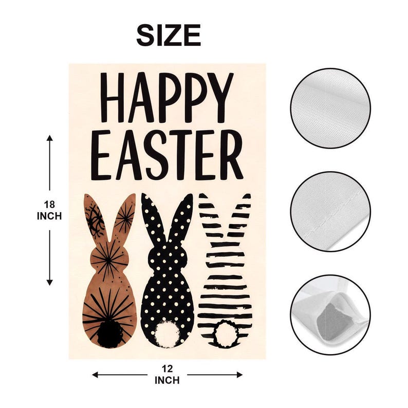 Happy Easter Bunnies Welcome Garden Flag, 12x18 Inch Double Sided, Rabbit Easter Day Yard Holiday Decorations, Easter Bunnies Flag