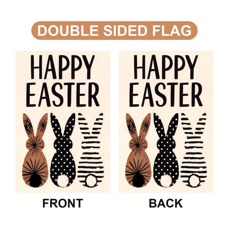Happy Easter Bunnies Welcome Garden Flag, 12x18 Inch Double Sided, Rabbit Easter Day Yard Holiday Decorations, Easter Bunnies Flag