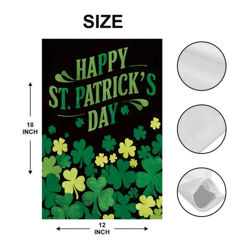 St Patrick's Day Garden Flag, 12x18 Inch Double Sided, Irish Shamrock Yard Decorations, Clover Lucky Welcome Flag, Shamrocks Holiday Flag