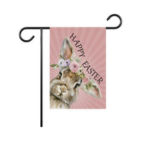 Happy Easter Bunny Garden Flag, 12x18 Inch Double Sided, Rabbit Flower Flag, Easter Rabbit Flag, Easter Bunny Flag Outdoor Decoration