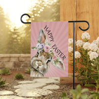 Happy Easter Bunny Garden Flag, 12x18 Inch Double Sided, Rabbit Flower Flag, Easter Rabbit Flag, Easter Bunny Flag Outdoor Decoration