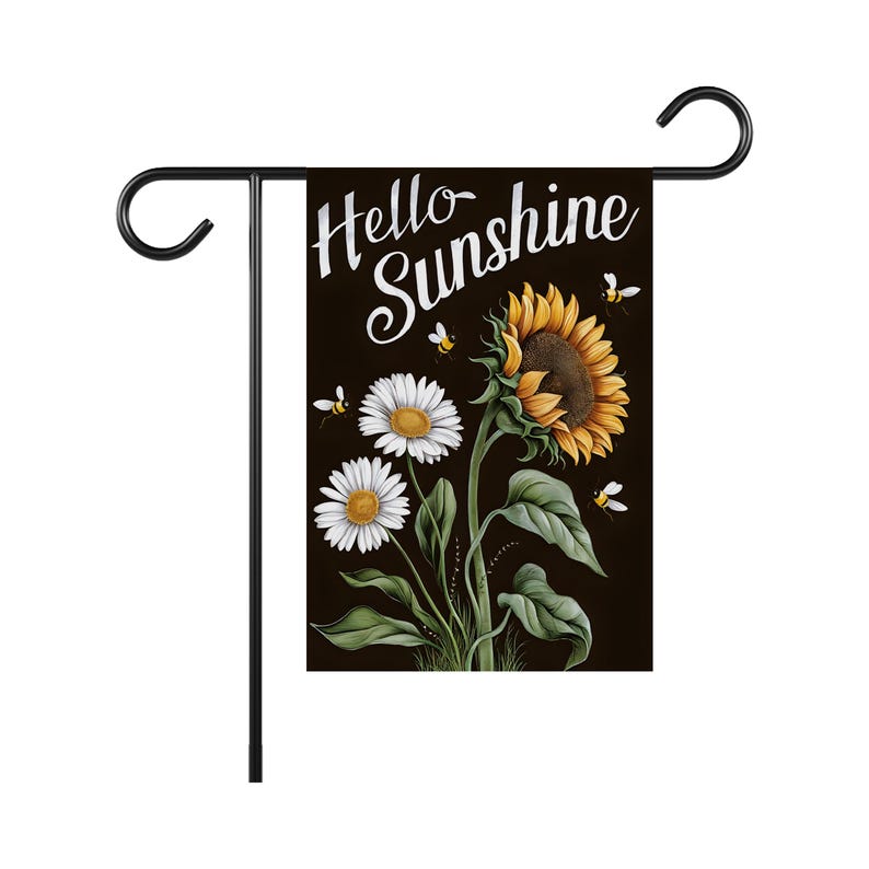 Daisy Sunflower Hello Sunshine Garden Flag, 12x18 Inch Double Sided, Summer Seasonal Flag, Holiday Flag, Welcome Flag Outdoor Decoration