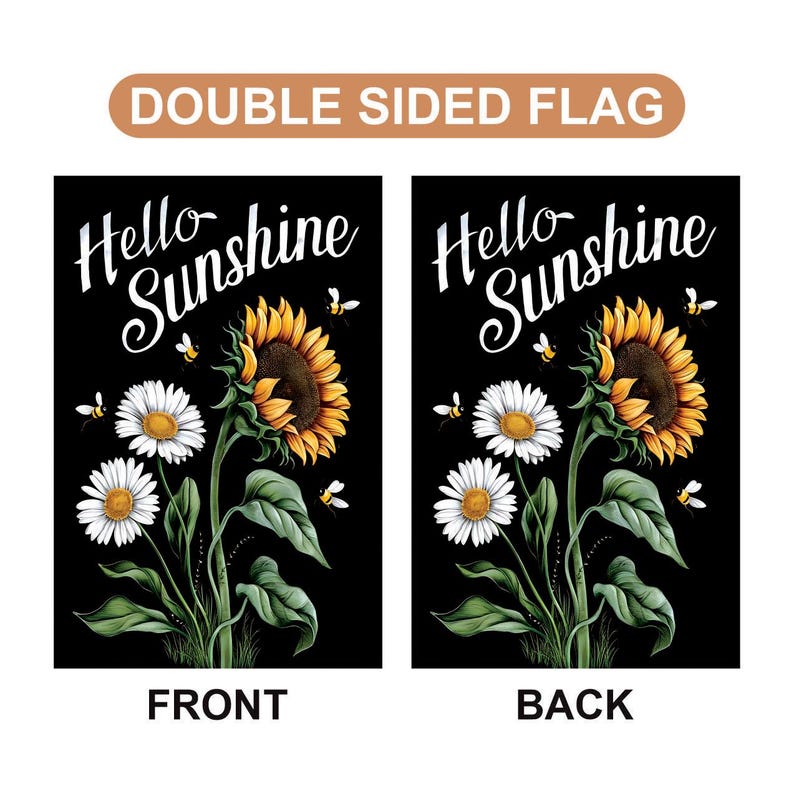 Daisy Sunflower Hello Sunshine Garden Flag, 12x18 Inch Double Sided, Summer Seasonal Flag, Holiday Flag, Welcome Flag Outdoor Decoration