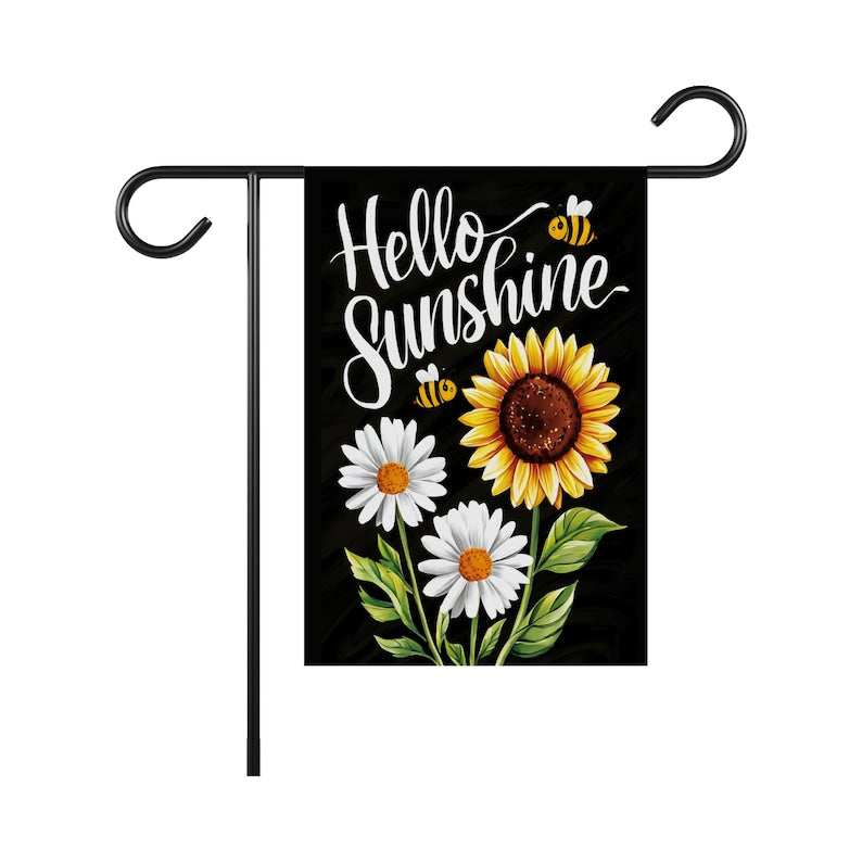 Daisy Sunflower Hello Sunshine Garden Flag, 12x18 Inch Double Sided, Summer Seasonal Flag, Holiday Flag, Welcome Flag Outdoor Decoration