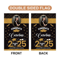 Personalized Graduation Garden Flag with Photo, Double Sided, Custom Name & School, Graduation Decoration 2025 Yard Sign, Class of 2025 Flag