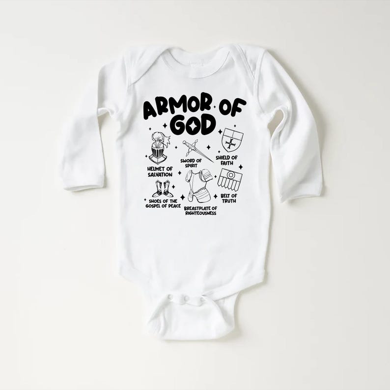 Armor of God Baby Bodysuit, Faith-Based Kids Gift for Baptism