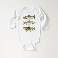 Trout Fishing Baby Shirt, Outdoor Kids Outfit