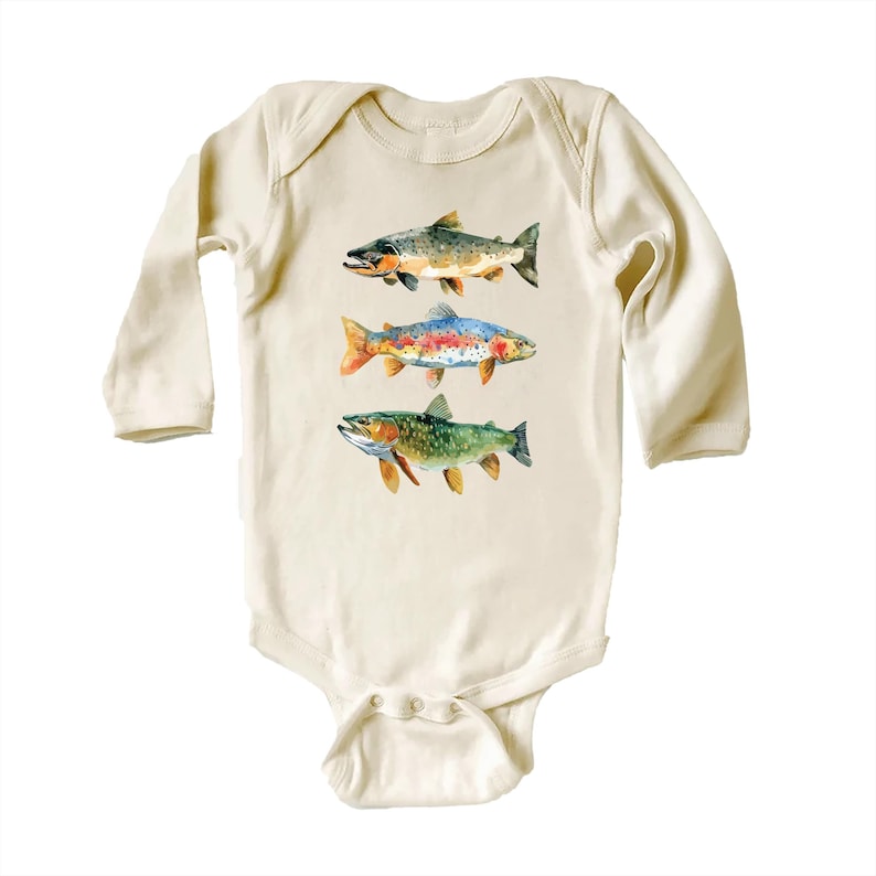Trout Fishing Baby Shirt, Outdoor Kids Outfit