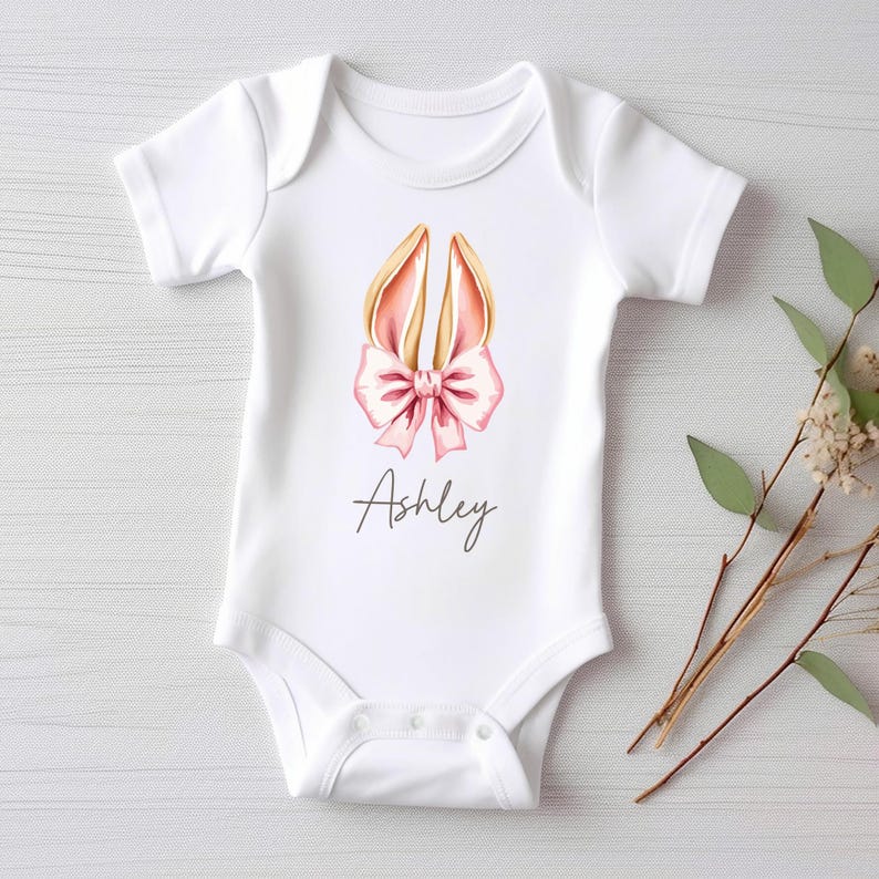 Personalized Easter Bunny Baby Bodysuit, Adorable Kids Easter Gift