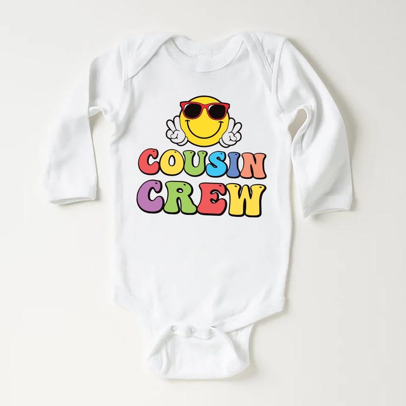 Cousin Crew Smiley Face Baby Bodysuit, Cousin Beach Vacation Gift