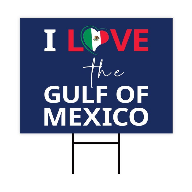 I Love the Gulf of Mexico, Subtle FDT Yard Sign - Resist Hate Lawn Sign, Anti-Trump, Resist Racism, Resist Fascism Sign with Metal H-Stake