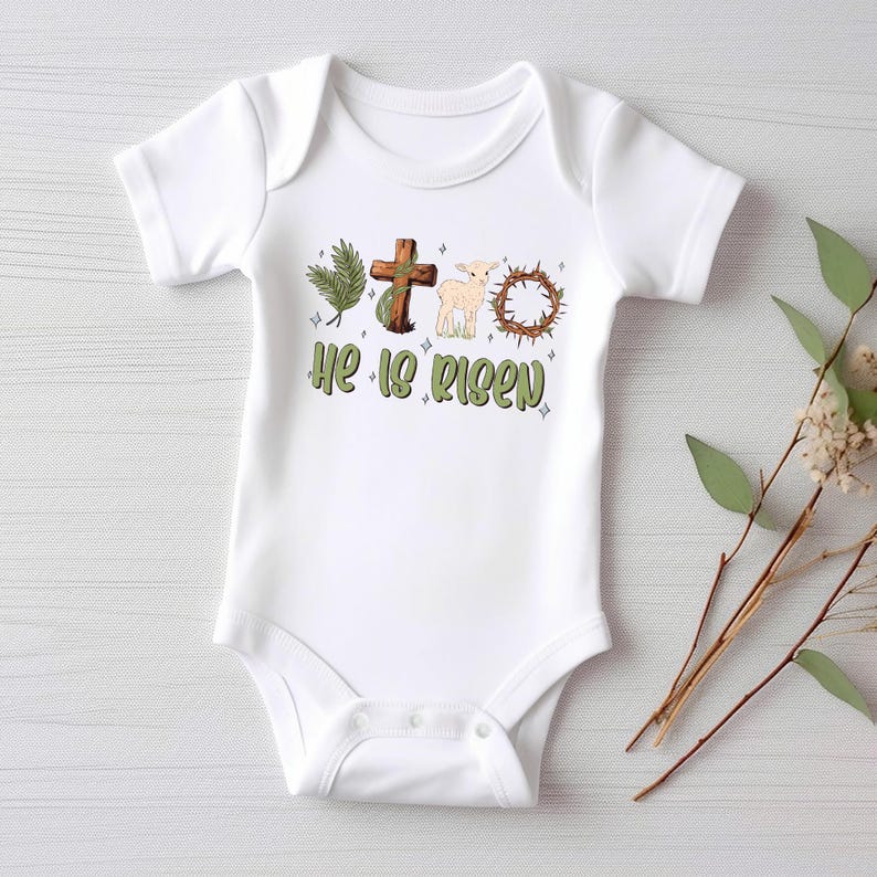 He Is Risen Christian Baby Bodysuit He Is Risen Christian Baby Bodysuit