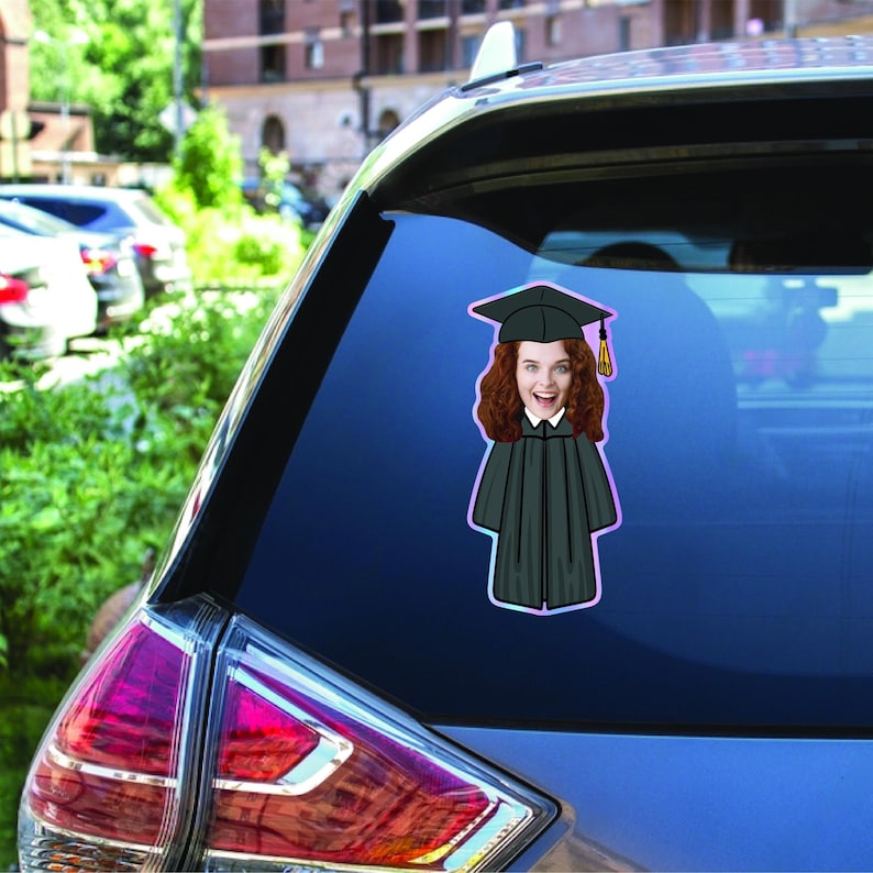 Custom Face Graduation Vinyl Sticker, High School Senior Grad Decal, College Graduate Stickers
