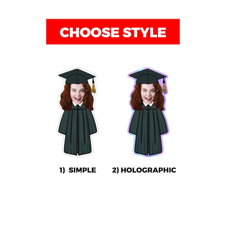 Custom Face Graduation Vinyl Sticker, High School Senior Grad Decal, College Graduate Stickers