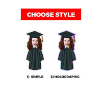 Custom Face Graduation Vinyl Sticker, High School Senior Grad Decal, College Graduate Stickers