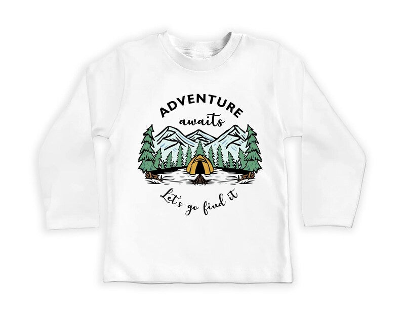 Adventure Awaits Let's Go Find It Baby Bodysuit, Camping Nature Explore Gift