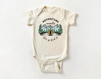 Adventure Awaits Let's Go Find It Baby Bodysuit, Camping Nature Explore Gift
