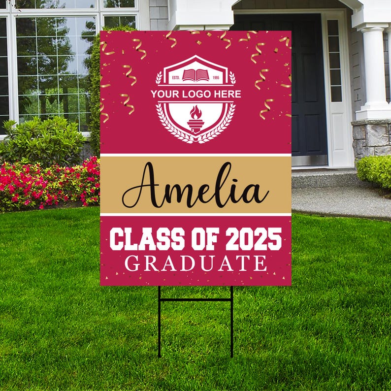 Personalized Graduation Senior Yard Sign 2025, Senior Grad Sign, Class of 2025, Custom Graduation 2025 Yard Sign with Metal H-Stake