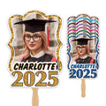 Custom Face Fans With Wooden Handle, Graduation Head, Grad Face Fans, Class of 2025 Head Fans, Graduation Faces on a Stick