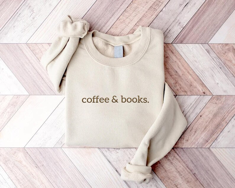 Embroidered Coffee & Books Sweatshirt