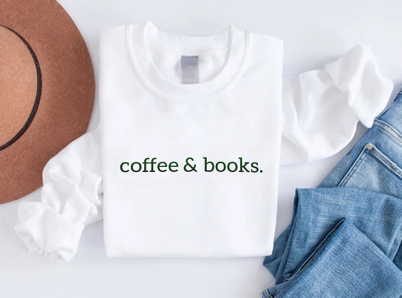 Embroidered Coffee & Books Sweatshirt
