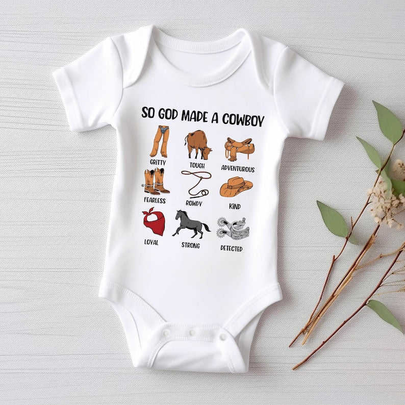 So God Made a Cowboy Baby Bodysuit, Country Cowboy Baby
