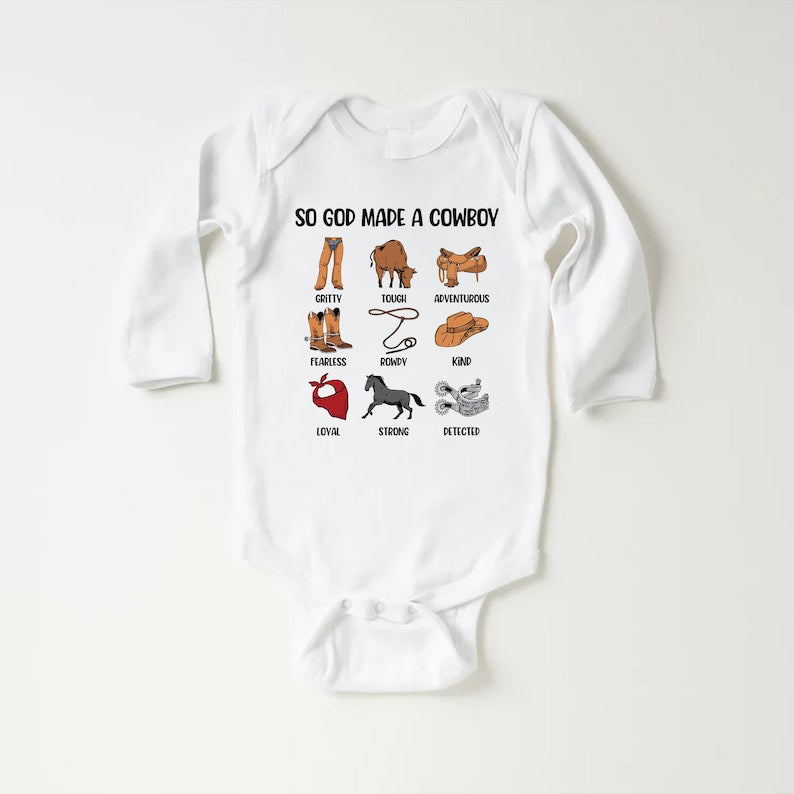 So God Made a Cowboy Baby Bodysuit, Country Cowboy Baby