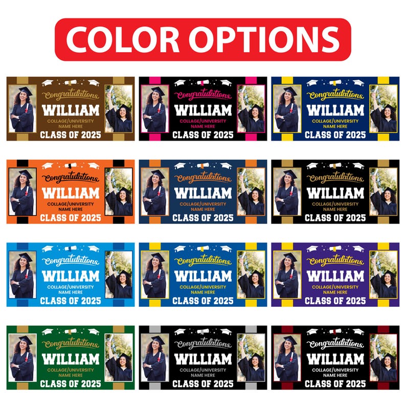 Graduation 2025 Personalized Banner Sign With Photo - 13 Oz Before After Memories Custom Class of 2025 Graduation Banner With Metal Grommets