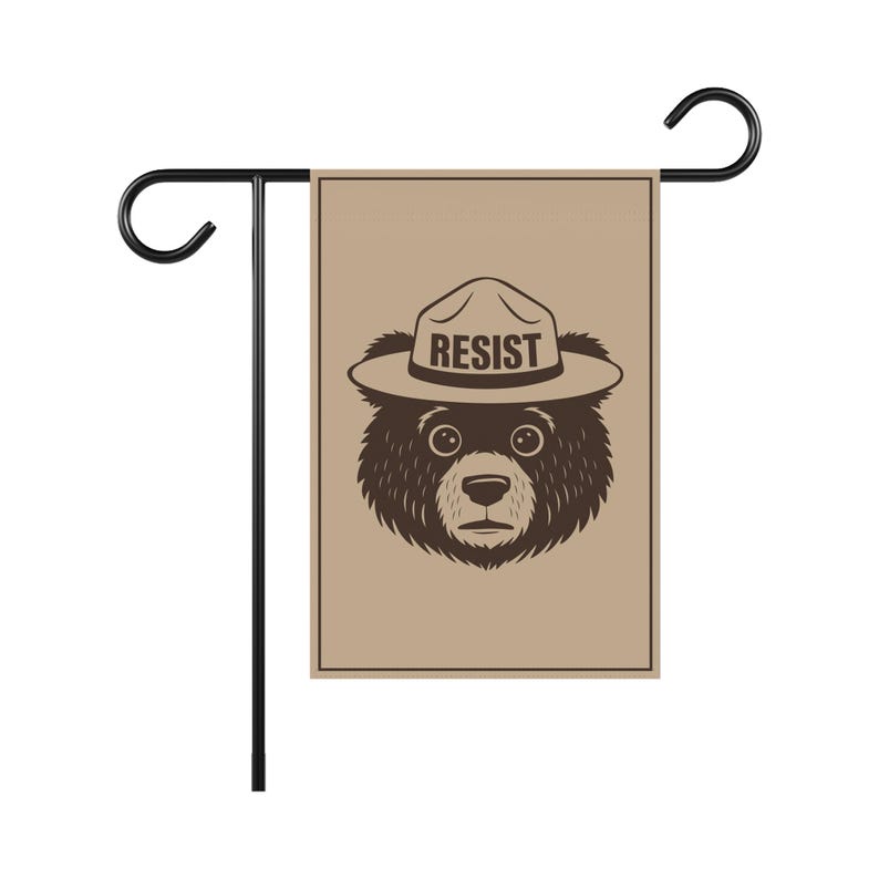 Resist Bear Garden Flag, 12x18 Inch Double Sided, Resist Hate, Anti-Trump, Protect Our National Parks, Resist Racism, Resist Fascism Flag