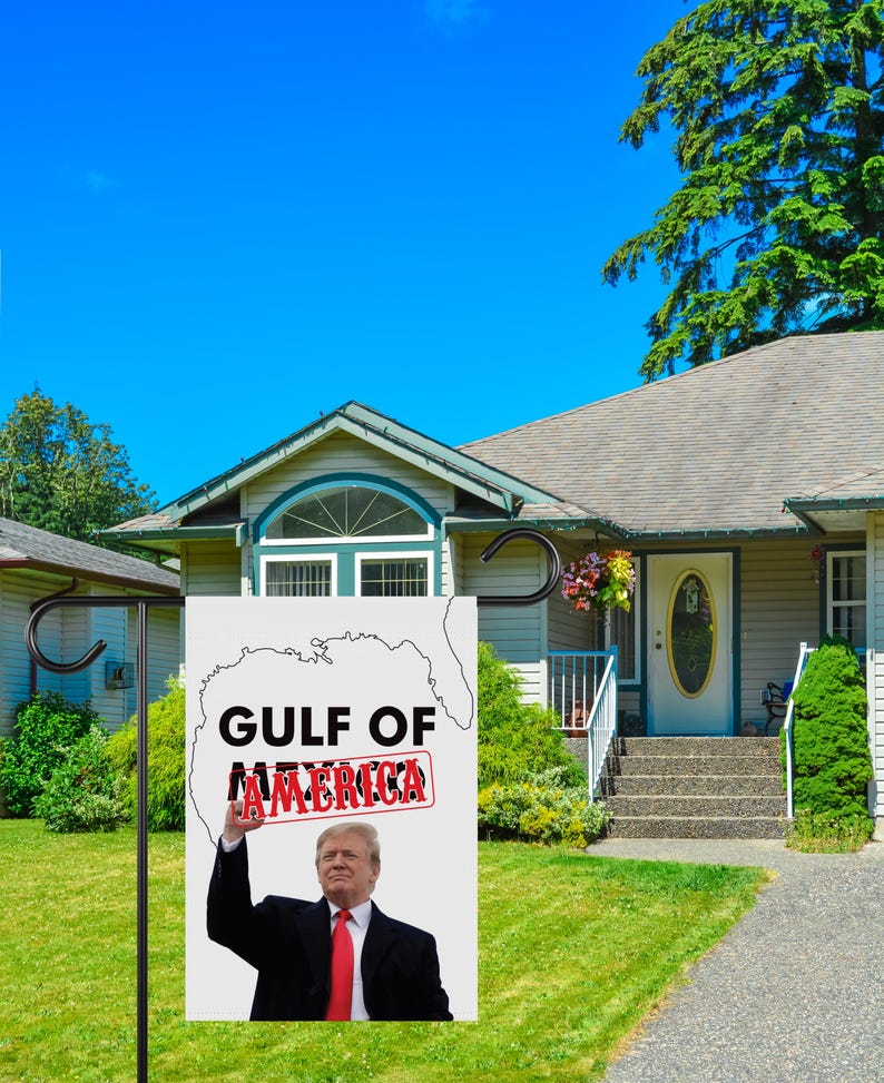Gulf of America Garden Flag, 12x18 Inch Double Sided, Trump Won Get Over It Lawn Flag, 45 47 President Donald Trump Flag, Trump Won Flag