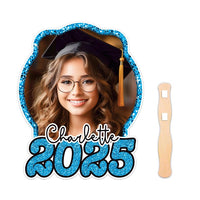 Custom Face Fans With Wooden Handle, Graduation Head, Grad Face Fans, Class of 2025 Head Fans, Graduation Faces on a Stick