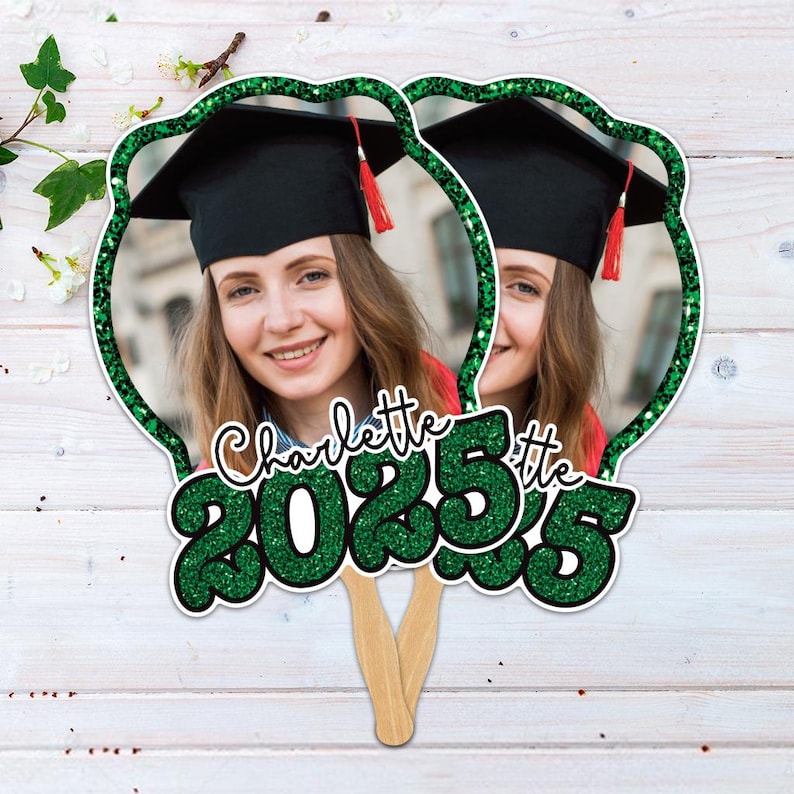 Custom Face Fans With Wooden Handle, Graduation Head, Grad Face Fans, Class of 2025 Head Fans, Graduation Faces on a Stick