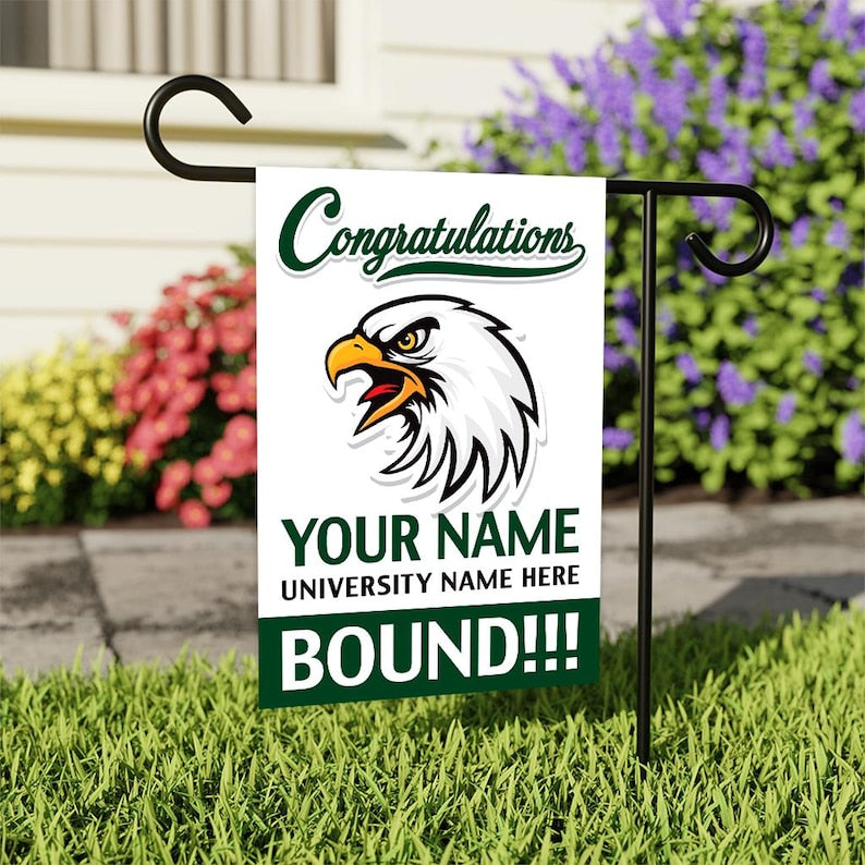 Personalized College Bound Garden Flag, Double Sided Future Graduate Custom Decor, University Bound Yard Sign, Class of 2025 Graduation Flag