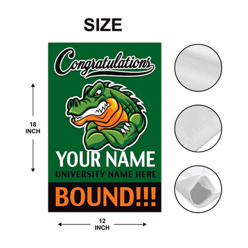 Personalized College Bound Garden Flag, Double Sided Future Graduate Custom Decor, University Bound Yard Sign, Class of 2025 Graduation Flag