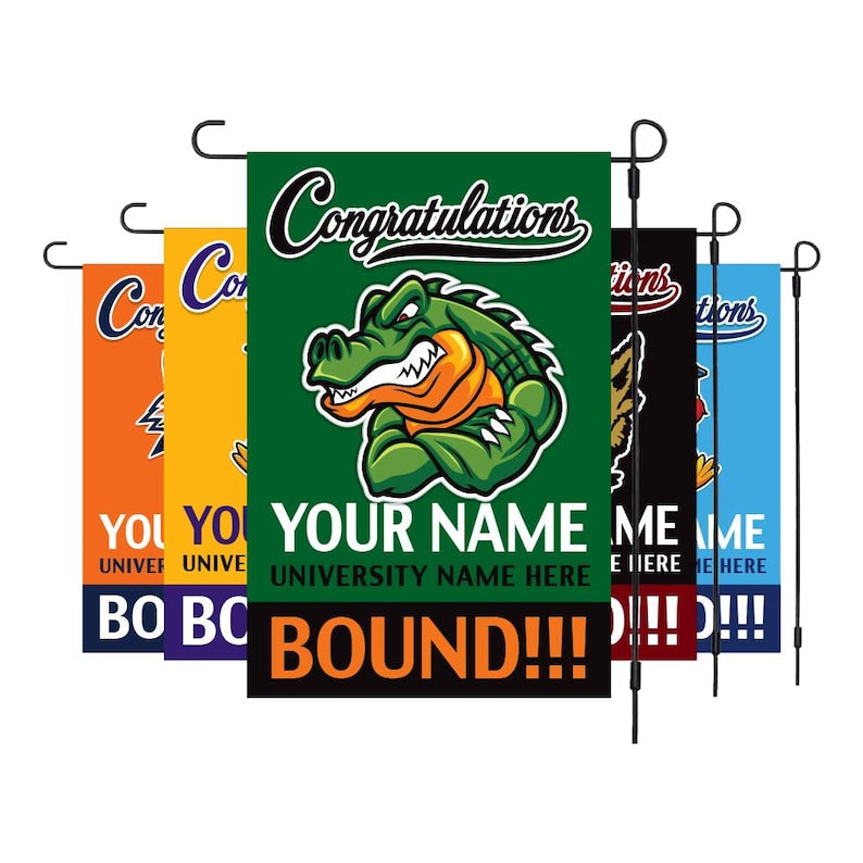 Personalized College Bound Garden Flag, Double Sided Future Graduate Custom Decor, University Bound Yard Sign, Class of 2025 Graduation Flag
