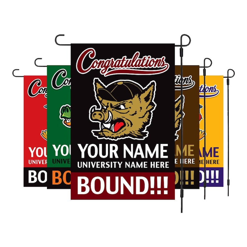 Personalized College Bound Garden Flag, Double Sided Future Graduate Custom Decor, University Bound Yard Sign, Class of 2025 Graduation Flag