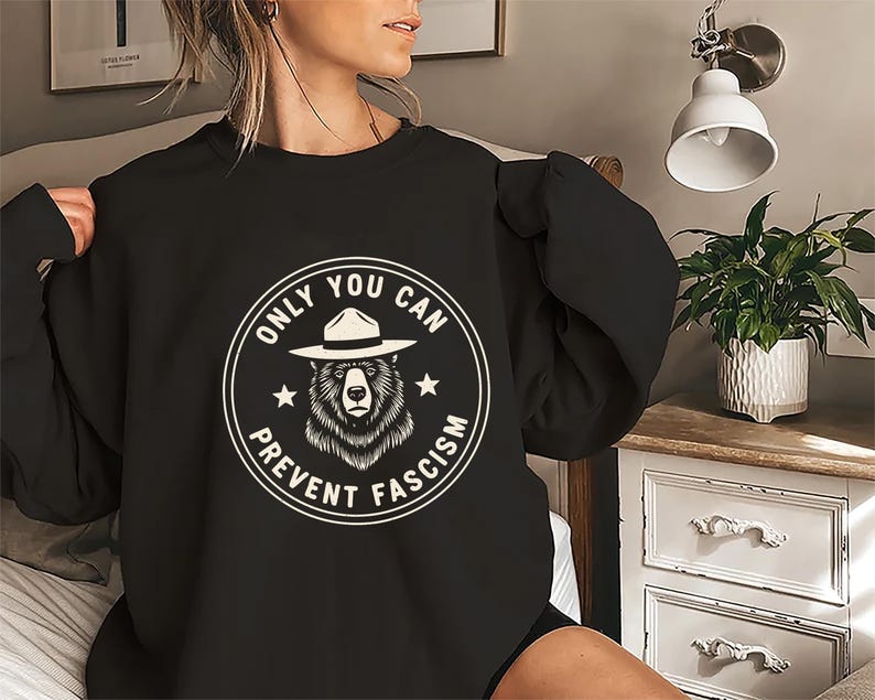 Bear Resist Fascism Sweatshirt, Parks Over Profit
